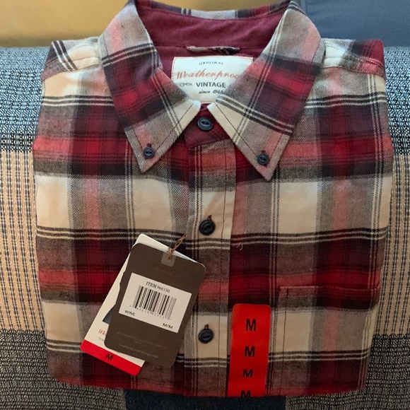 Weatherproof Other - Weatherproof tan and wine plaid cotton flannel szM